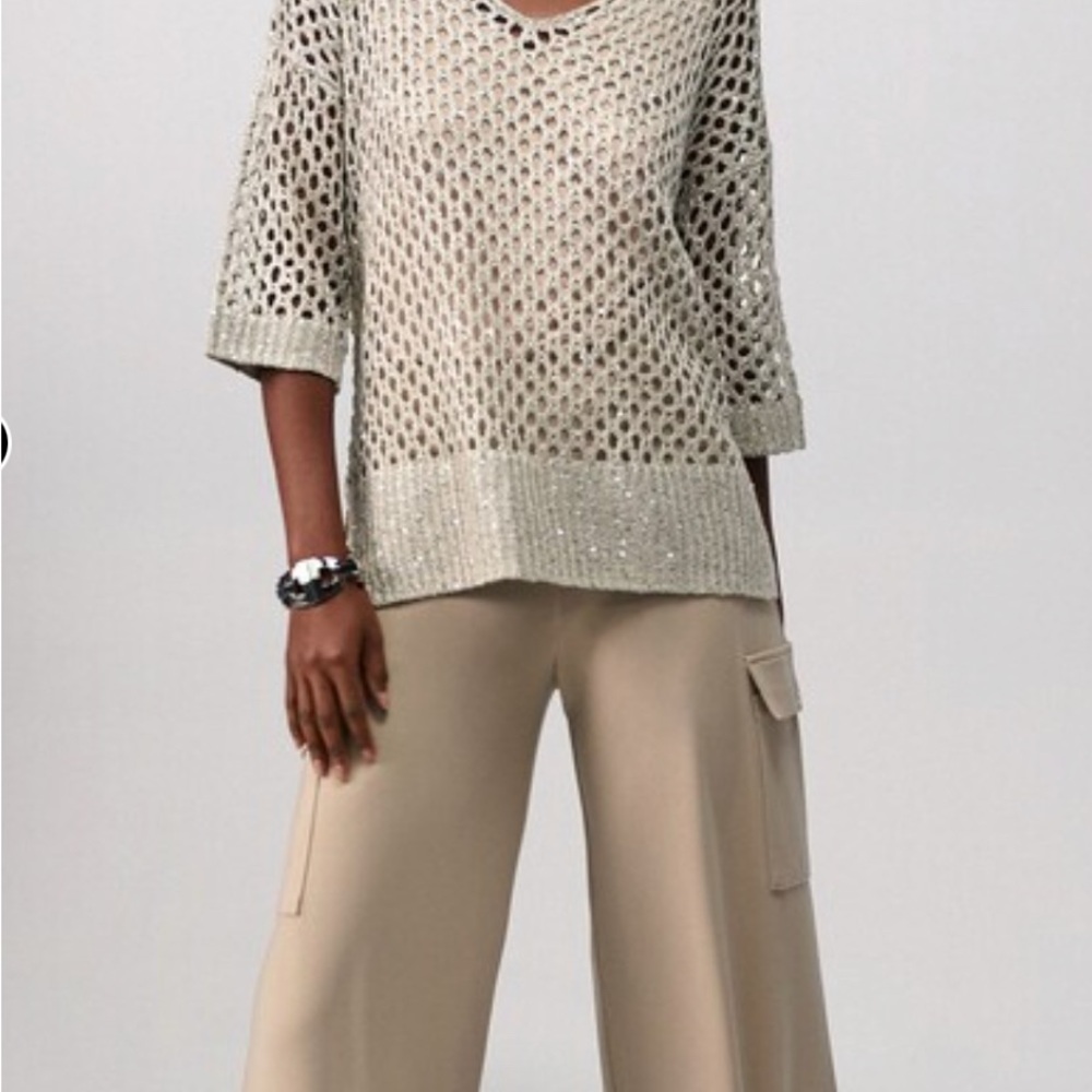 Joseph Ribkoff Light Beige Open Knit Tunic - Picture 2 of 10
